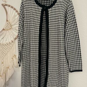 Black and White Houndstooth Cardigan